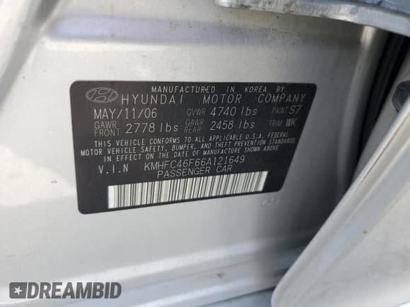 ✅ 2006 Hyundai Azera SE • VIN: KMHFC46F66A121649 • Lot: 71426215. Listed on Copart with 173,484 mi. Free auction sales archive from the USA and detailed vehicle history report at DreamBid. Image 13.