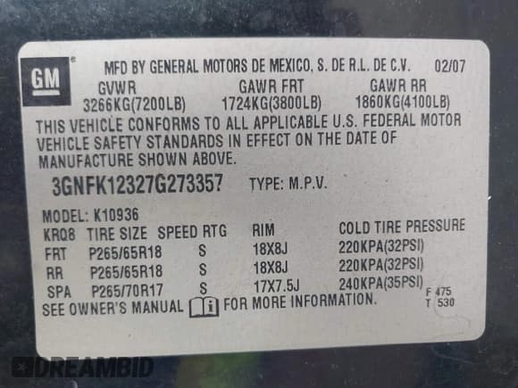 ✅ 2007 Chevrolet Avalanche LTZ • VIN: 3GNFK12327G273357 • Lot: 42980910. Listed on IAAI with 216,931 mi. Free auction sales archive from the USA and detailed vehicle history report at DreamBid. Image 9.