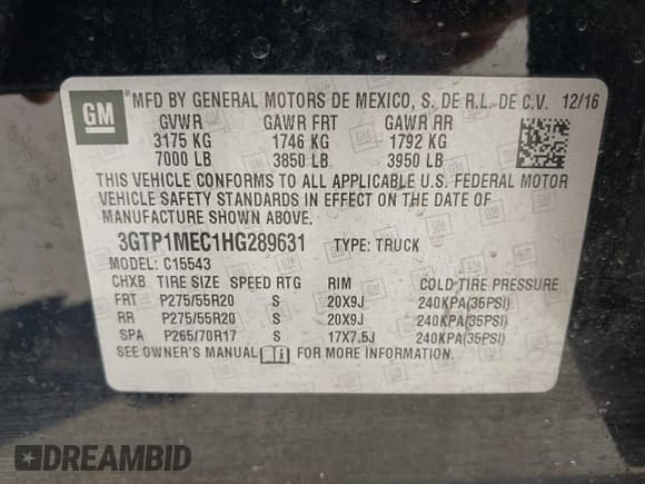 ✅ 2017 GMC Sierra 1500 SLE • VIN: 3GTP1MEC1HG289631 • Lot: 42804597. Listed on IAAI with 114,835 mi. Free auction sales archive from the USA and detailed vehicle history report at DreamBid. Image 9.