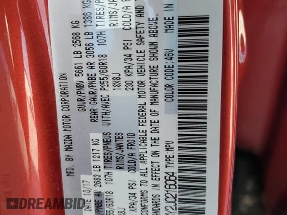 ✅ 2018 Mazda CX-9 Touring • VIN: JM3TCACY2J0216064 • Лот: 89844685. Опубликован ранее на Copart с пробегом 50 861 миль. Бесплатный доступ к архиву аукционных продаж из США и подробный отчёт об истории автомобиля на DreamBid. Изображение 13.