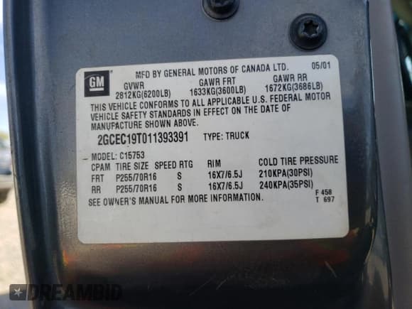 ✅ 2001 Chevrolet Silverado 1500 LS • VIN: 2GCEC19T011393391 • Лот: 77891494. Опубликован ранее на Copart с пробегом 87 979 миль. Бесплатный доступ к архиву аукционных продаж из США и подробный отчёт об истории автомобиля на DreamBid. Изображение 12.