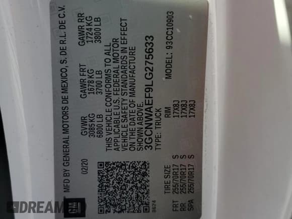 ✅ 2020 Chevrolet Silverado 1500 Work Truck • VIN: 3GCNWAEF9LG275633 • Лот: 82261115. Опубликован ранее на Copart с пробегом 116 867 миль. Бесплатный доступ к архиву аукционных продаж из США и подробный отчёт об истории автомобиля на DreamBid. Изображение 12.
