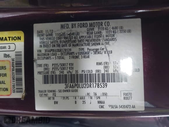 ✅ 2013 Ford Fusion SE Hybrid • VIN: 3FA6P0LU2DR178539 • Lot: 42916153. Wystawiony na IAAI z przebiegiem 180 936 mil. Bezpłatny archiwum sprzedaży aukcyjnych z USA i szczegółowy raport historii pojazdu na DreamBid. Zdjęcie 9.