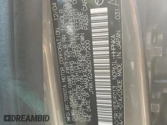 ✅ 2005 Scion xA • VIN: JTKKT624050107200 • Лот: 84830815. Опубликован ранее на Copart с пробегом 161 168 миль. Бесплатный доступ к архиву аукционных продаж из США и подробный отчёт об истории автомобиля на DreamBid. Изображение 12.