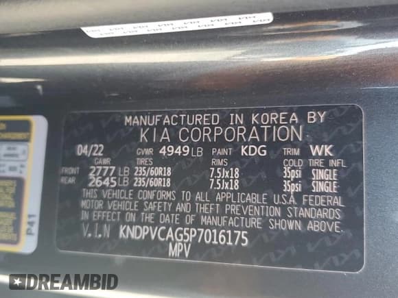 ✅ 2023 Kia Sportage EX • VIN: KNDPVCAG5P7016175 • Lot: 81267835. Listed on Copart with 88,231 mi. Free auction sales archive from the USA and detailed vehicle history report at DreamBid. Image 13.