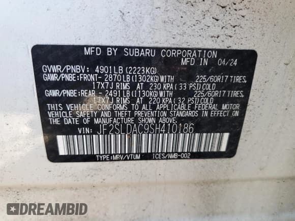 ✅ 2025 Subaru Forester • VIN: JF2SLDAC9SH410186 • Лот: 51637425. Опубликован ранее на Copart с пробегом 11 289 миль. Бесплатный доступ к архиву аукционных продаж из США и подробный отчёт об истории автомобиля на DreamBid. Изображение 12.