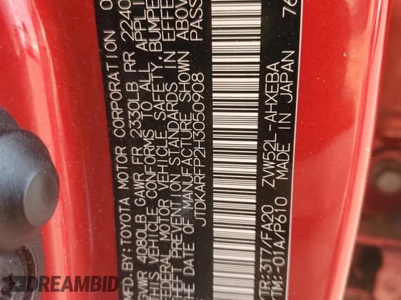 ✅ 2017 Toyota Prius Plus • VIN: JTDKARFP2H3050908 • Lot: 60302925. Listed on Copart with 105,340 mi. Free auction sales archive from the USA and detailed vehicle history report at DreamBid. Image 12.