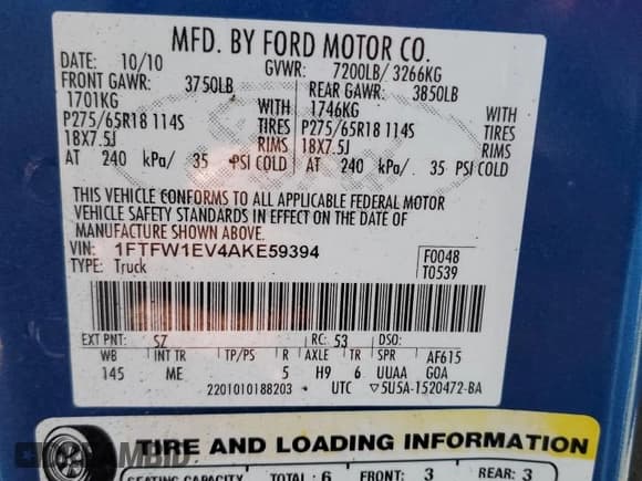 ✅ 2010 Ford F-150 XL • VIN: 1FTFW1EV4AKE59394 • Lot: 79535324. Listed on Copart with 220,352 mi. Free auction sales archive from the USA and detailed vehicle history report at DreamBid. Image 12.