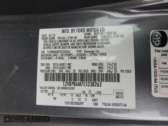 ✅ 2014 Ford Mustang V6 • VIN: 1ZVBP8AM7E5238262 • Lot: 92489965. Wystawiony na Copart z przebiegiem 193 346 mil. Bezpłatny archiwum sprzedaży aukcyjnych z USA i szczegółowy raport historii pojazdu na DreamBid. Zdjęcie 12.