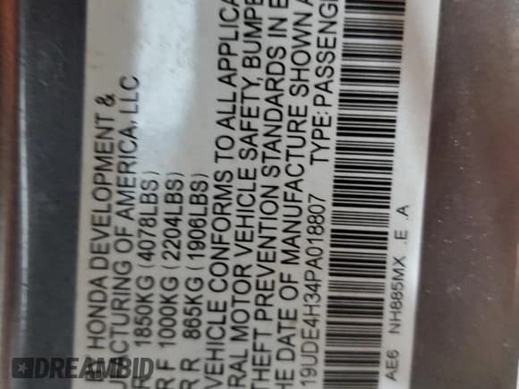 ✅ 2023 Acura Integra w/A-Spec Package • VIN: 19UDE4H34PA018807 • Lot: 63030825. Listed on Copart with 47,419 mi. Free auction sales archive from the USA and detailed vehicle history report at DreamBid. Image 12.