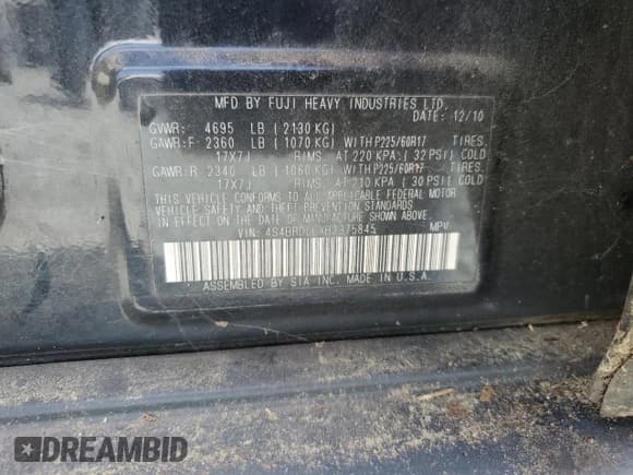 ✅ 2011 Subaru Outback Limited Power Moon • VIN: 4S4BRDLCXB2375845 • Лот: 70573185. Опубликован ранее на Copart с пробегом 162 593 миль. Бесплатный доступ к архиву аукционных продаж из США и подробный отчёт об истории автомобиля на DreamBid. Изображение 13.