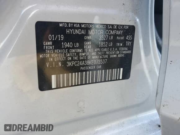 2019 Hyundai Accent SEL z VIN 3KPC24A38KE073537, wystawiony jako Copart lot #71301585 z przebiegiem 100 350 mil mil oraz Szkoda całkowita • Salvage title. Historia ofert i sprzedaży dostępna na DreamBid. Obrazek 12.