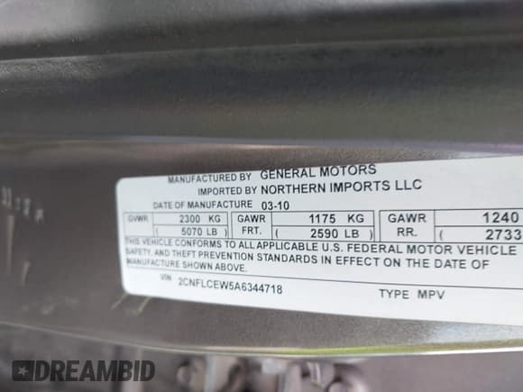 ✅ 2010 Chevrolet Equinox LS • VIN: 2CNFLCEW5A6344718 • Лот: 43639262. Опубликован ранее на IAAI с пробегом 186 888 миль. Бесплатный доступ к архиву аукционных продаж из США и подробный отчёт об истории автомобиля на DreamBid. Изображение 9.