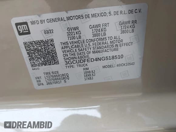 ✅ 2022 Chevrolet Silverado 1500 LT Trail Boss • VIN: 3GCUDFED4NG518510 • Lot: 41190719. Wystawiony na IAAI z przebiegiem 42 517 mil. Bezpłatny archiwum sprzedaży aukcyjnych z USA i szczegółowy raport historii pojazdu na DreamBid. Zdjęcie 9.