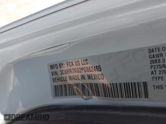 ✅ 2023 Ram 1500 Tradesman • VIN: 3C6RR7KG2PG662465 • Lot: 41596581. Listed on IAAI with 21,311 mi. Free auction sales archive from the USA and detailed vehicle history report at DreamBid. Image 9.