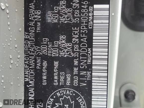 2023 Hyundai Santa Cruz SEL Premium с VIN 5NTJDDAF3PH058461, выставлен на аукционе Copart как лот 68273064 с пробегом 13 120 миль миль и На запчасти • Non repairable. История ставок и продаж доступна на DreamBid. Изображение 12.