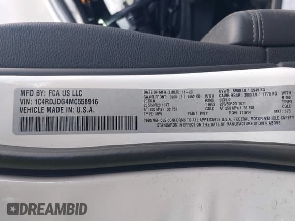 ✅ 2021 Dodge Durango GT Plus • VIN: 1C4RDJDG4MC558916 • Lot: 43166286. Wystawiony na IAAI z przebiegiem 59 109 mil. Bezpłatny archiwum sprzedaży aukcyjnych z USA i szczegółowy raport historii pojazdu na DreamBid. Zdjęcie 9.