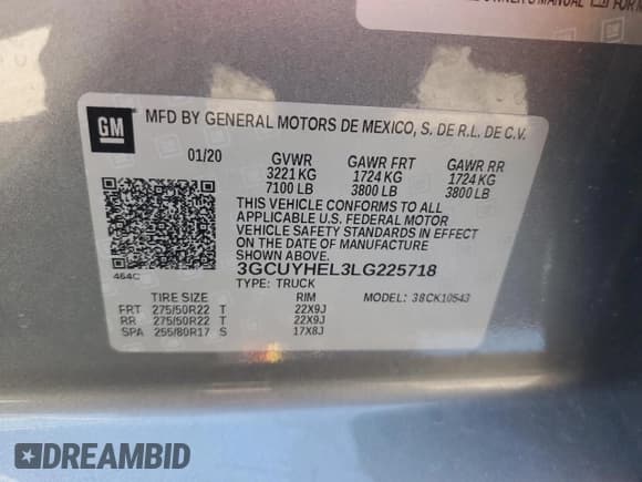 ✅ 2020 Chevrolet Silverado 1500 High Country • VIN: 3GCUYHEL3LG225718 • Lot: 70046254. Wystawiony na Copart z przebiegiem 51 594 mil. Bezpłatny archiwum sprzedaży aukcyjnych z USA i szczegółowy raport historii pojazdu na DreamBid. Zdjęcie 12.