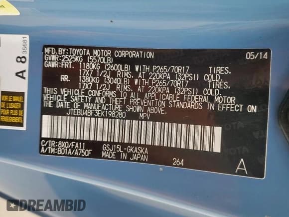 ✅ 2014 Toyota FJ Cruiser • VIN: JTEBU4BF3EK198280 • Лот: 63714585. Опубликован ранее на Copart с пробегом 172 983 миль. Бесплатный доступ к архиву аукционных продаж из США и подробный отчёт об истории автомобиля на DreamBid. Изображение 13.