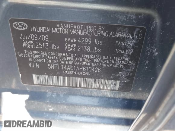 ✅ 2010 Hyundai Sonata GLS • VIN: 5NPET4AC1AH610426 • Лот: 41499214. Опубликован ранее на IAAI с пробегом 127 469 миль. Бесплатный доступ к архиву аукционных продаж из США и подробный отчёт об истории автомобиля на DreamBid. Изображение 9.