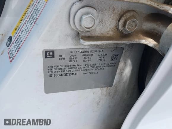 ✅ 2016 Chevrolet Cruze LS • VIN: 1G1BB5SM0G7231541 • Lot: 42163394. Listed on IAAI with 126,126 mi. Free auction sales archive from the USA and detailed vehicle history report at DreamBid. Image 9.