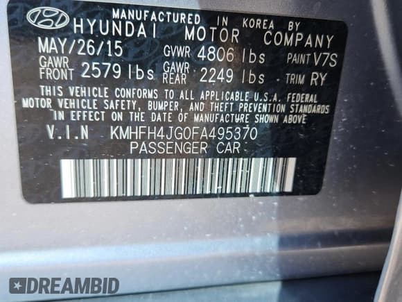 ✅ 2015 Hyundai Azera Limited • VIN: KMHFH4JG0FA495370 • Lot: 92199295. Wystawiony na Copart z przebiegiem 98 530 mil. Bezpłatny archiwum sprzedaży aukcyjnych z USA i szczegółowy raport historii pojazdu na DreamBid. Zdjęcie 12.