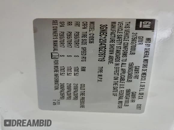 ✅ 2007 Chevrolet Avalanche LS • VIN: 3GNEC12047G278719 • Lot: 94349175. Listed on Copart with 180,826 mi. Free auction sales archive from the USA and detailed vehicle history report at DreamBid. Image 12.