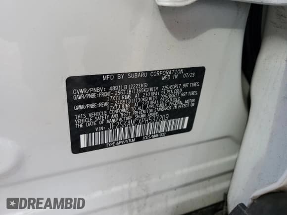 ✅ 2023 Subaru Forester Wilderness • VIN: JF2SKAMCXPH537209 • Lot: 91663525. Listed on Copart with 19,641 mi. Free auction sales archive from the USA and detailed vehicle history report at DreamBid. Image 12.