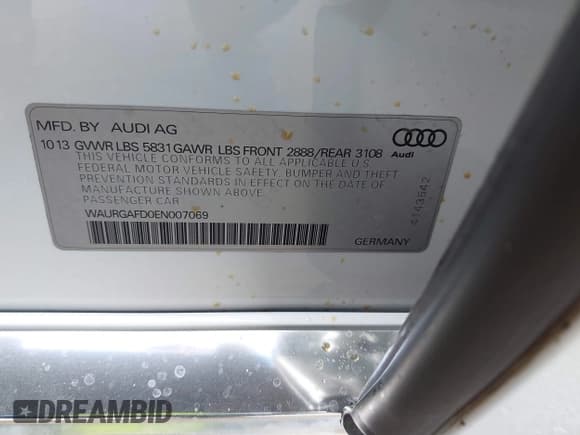 ✅ 2014 Audi A8 3.0T • VIN: WAURGAFD0EN007069 • Lot: 43125668. Listed on IAAI with 91,500 mi. Free auction sales archive from the USA and detailed vehicle history report at DreamBid. Image 9.