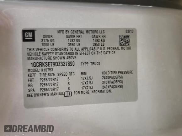 ✅ 2013 Chevrolet Silverado 1500 LT • VIN: 1GCRKSE79DZ327890 • Lot: 75645644. Listed on Copart with 79,665 mi. Free auction sales archive from the USA and detailed vehicle history report at DreamBid. Image 12.