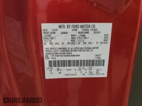 ✅ 2010 Ford F-150 XL • VIN: 1FTNF1EV0AKA98399 • Lot: 53677155. Listed on Copart with 57,684 mi. Free auction sales archive from the USA and detailed vehicle history report at DreamBid. Image 12.