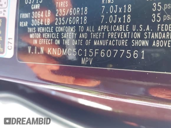 ✅ 2015 Kia Sedona SX • VIN: KNDMC5C15F6077561 • Лот: 43382290. Опубликован ранее на IAAI с пробегом 205 557 миль. Бесплатный доступ к архиву аукционных продаж из США и подробный отчёт об истории автомобиля на DreamBid. Изображение 9.