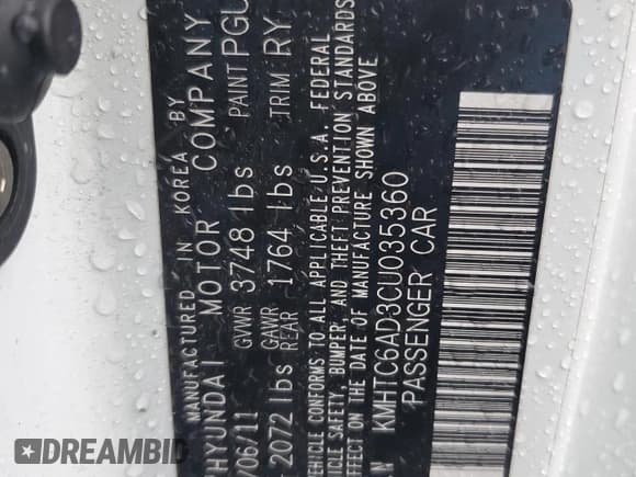 ✅ 2012 Hyundai Veloster w/Gray Int • VIN: KMHTC6AD3CU035360 • Lot: 80714504. Wystawiony na Copart z przebiegiem 188 673 mil. Bezpłatny archiwum sprzedaży aukcyjnych z USA i szczegółowy raport historii pojazdu na DreamBid. Zdjęcie 12.