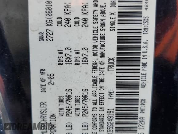 2005 Dodge Dakota ST z VIN 1D7HW28K95S249191, wystawiony jako Copart lot #43809305 z przebiegiem 225 537 mil mil oraz Czysty tytuł • Clean title. Historia ofert i sprzedaży dostępna na DreamBid. Obrazek 12.