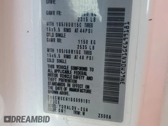 ✅ 2016 Nissan NV200 S • VIN: 3N6CM0KN1GK699181 • Lot: 68268995. Listed on Copart with 122,302 mi. Free auction sales archive from the USA and detailed vehicle history report at DreamBid. Image 12.