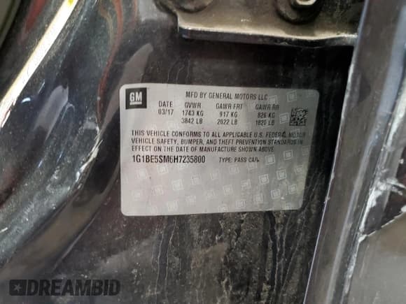 ✅ 2017 Chevrolet Cruze LT • VIN: 1G1BE5SM6H7235800 • Лот: 41643733. Опубликован ранее на Copart с пробегом 65 703 миль. Бесплатный доступ к архиву аукционных продаж из США и подробный отчёт об истории автомобиля на DreamBid. Изображение 12.