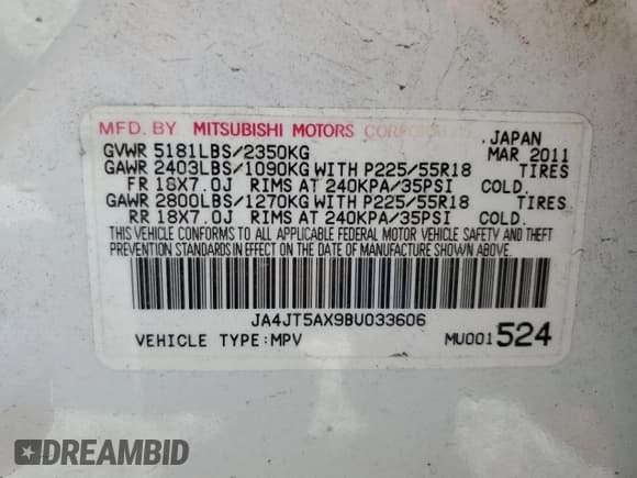 ✅ 2011 Mitsubishi Outlander GT • VIN: JA4JT5AX9BU033606 • Лот: 52700245. Опубликован ранее на Copart с пробегом 203 294 миль. Бесплатный доступ к архиву аукционных продаж из США и подробный отчёт об истории автомобиля на DreamBid. Изображение 15.