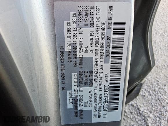 ✅ 2018 Mazda CX-9 Sport • VIN: JM3TCABY5J0235676 • Lot: 84569195. Listed on Copart with 227,389 mi. Free auction sales archive from the USA and detailed vehicle history report at DreamBid. Image 14.