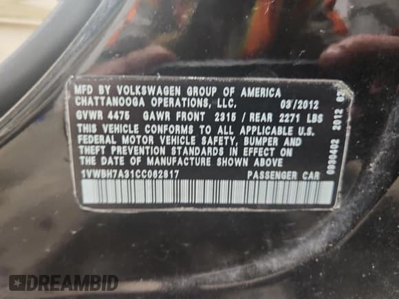 ✅ 2012 Volkswagen Passat SE • VIN: 1VWBH7A31CC062817 • Lot: 82252595. Wystawiony na Copart z przebiegiem 127 934 mil. Bezpłatny archiwum sprzedaży aukcyjnych z USA i szczegółowy raport historii pojazdu na DreamBid. Zdjęcie 12.