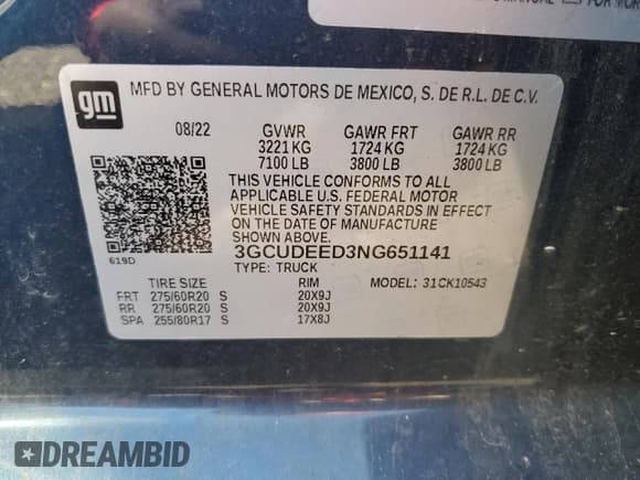 ✅ 2022 Chevrolet Silverado 1500 RST • VIN: 3GCUDEED3NG651141 • Лот: 80671365. Опубликован ранее на Copart с пробегом 68 014 миль. Бесплатный доступ к архиву аукционных продаж из США и подробный отчёт об истории автомобиля на DreamBid. Изображение 12.