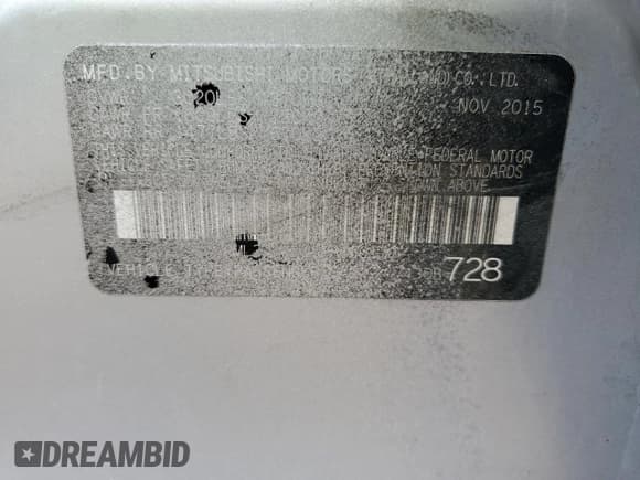 ✅ 2015 Mitsubishi Mirage ES • VIN: ML32A4HJ5FH059178 • Lot: 70206095. Listed on Copart with 124,804 mi. Free auction sales archive from the USA and detailed vehicle history report at DreamBid. Image 13.