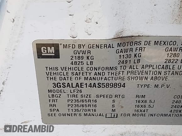 ✅ 2010 Saturn VUE XE 1SB • VIN: 3GSALAE14AS589894 • Lot: 43132760. Wystawiony na IAAI z przebiegiem 231 284 mil. Bezpłatny archiwum sprzedaży aukcyjnych z USA i szczegółowy raport historii pojazdu na DreamBid. Zdjęcie 9.