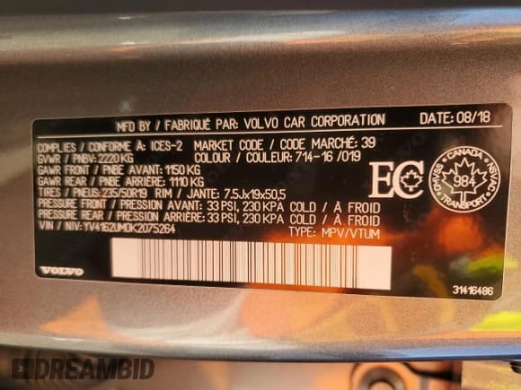 ✅ 2019 Volvo XC40 R-Design • VIN: YV4162UM0K2075264 • Лот: 85934155. Опубликован ранее на Copart с пробегом 123 625 миль. Бесплатный доступ к архиву аукционных продаж из США и подробный отчёт об истории автомобиля на DreamBid. Изображение 14.