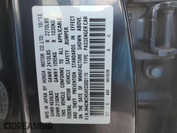 ✅ 2014 Acura TSX • VIN: JH4CW2H5XEC000115 • Lot: 43809785. Wystawiony na Copart z przebiegiem 164 133 mil. Bezpłatny archiwum sprzedaży aukcyjnych z USA i szczegółowy raport historii pojazdu na DreamBid. Zdjęcie 12.