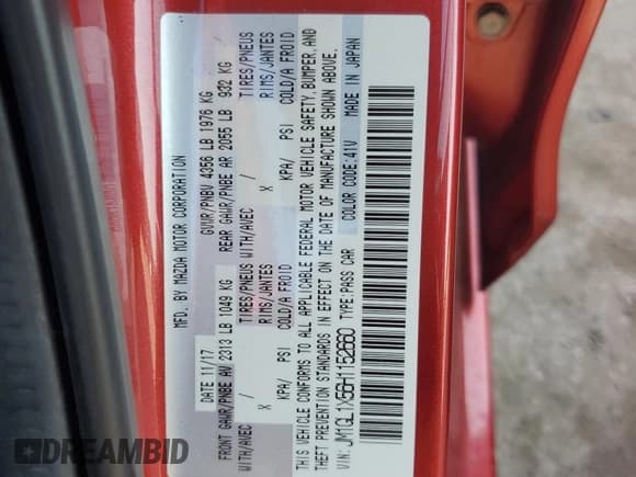 ✅ 2017 Mazda 6 Grand Touring • VIN: JM1GL1X56H1152660 • Лот: 85360435. Опубликован ранее на Copart с пробегом 53 317 миль. Бесплатный доступ к архиву аукционных продаж из США и подробный отчёт об истории автомобиля на DreamBid. Изображение 12.