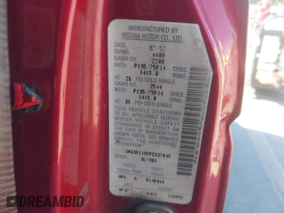 ✅ 1993 Nissan Frontier • VIN: 1N6SD11S5PC337045 • Lot: 43106354. Listed on IAAI with 142,131 mi. Free auction sales archive from the USA and detailed vehicle history report at DreamBid. Image 9.