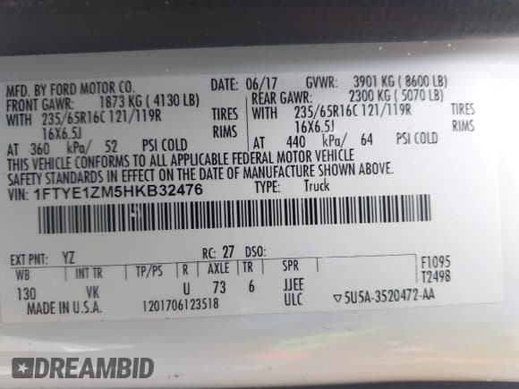 ✅ 2017 Ford Transit • VIN: 1FTYE1ZM5HKB32476 • Lot: 43513328. Wystawiony na IAAI z przebiegiem 232 996 mil. Bezpłatny archiwum sprzedaży aukcyjnych z USA i szczegółowy raport historii pojazdu na DreamBid. Zdjęcie 9.