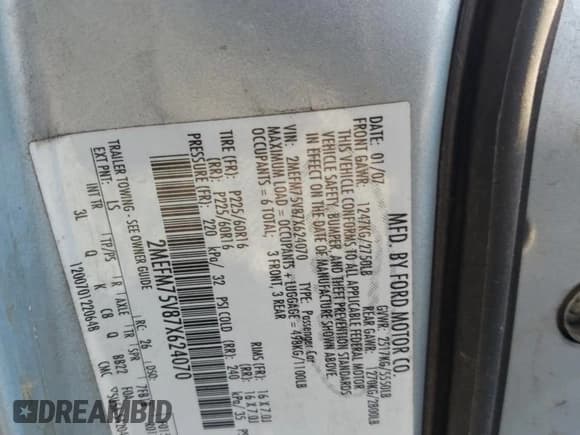 ✅ 2007 Mercury Grand Marquis LS • VIN: 2MEFM75V87X624070 • Lot: 66098935. Wystawiony na Copart z przebiegiem 172 908 mil. Bezpłatny archiwum sprzedaży aukcyjnych z USA i szczegółowy raport historii pojazdu na DreamBid. Zdjęcie 12.