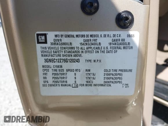 ✅ 2006 Chevrolet Avalanche Z66 • VIN: 3GNEC12Z76G120243 • Lot: 42643822. Listed on IAAI with 133,291 mi. Free auction sales archive from the USA and detailed vehicle history report at DreamBid. Image 9.