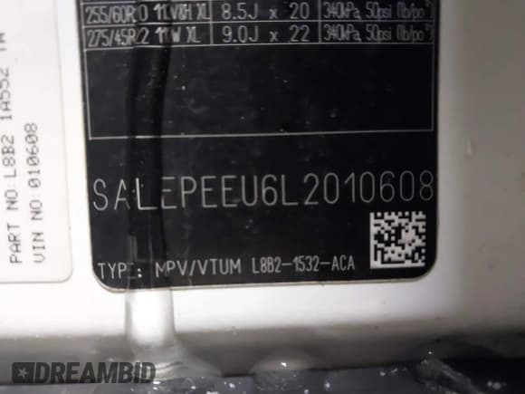 ✅ 2020 Land Rover Defender SE • VIN: SALEPEEU6L2010608 • Lot: 41541187. Listed on IAAI with 49,733 mi. Free auction sales archive from the USA and detailed vehicle history report at DreamBid. Image 9.